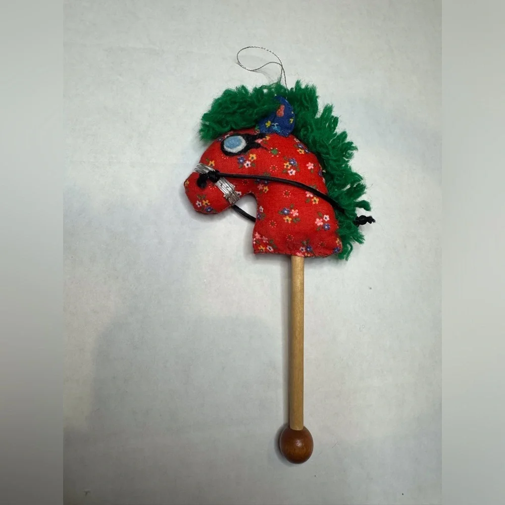 Vintage Wood‎ Stuffed Fabric Stick Horses Christmas Tree Ornaments